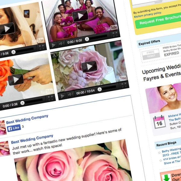 White Wedding Pages video upload and Facebook integration by Jemford Design